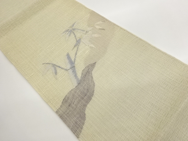JAPANESE FUKURO OBI FOR SUMMER / TSUMUGI / WOVEN BAMBOO GRASS